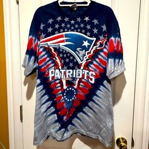 Men's Majestic Navy New England Patriots Football V Tie-Dye T-Shirt Adult XL